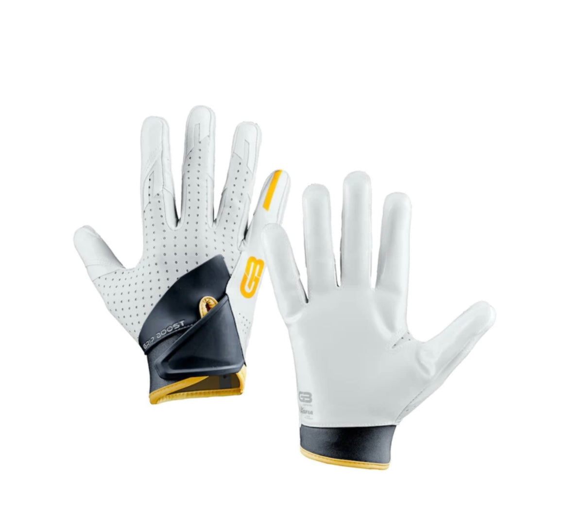 Grip Boost Stealth 5.0 Dual Color Football Gloves Pro Elite White/Gold